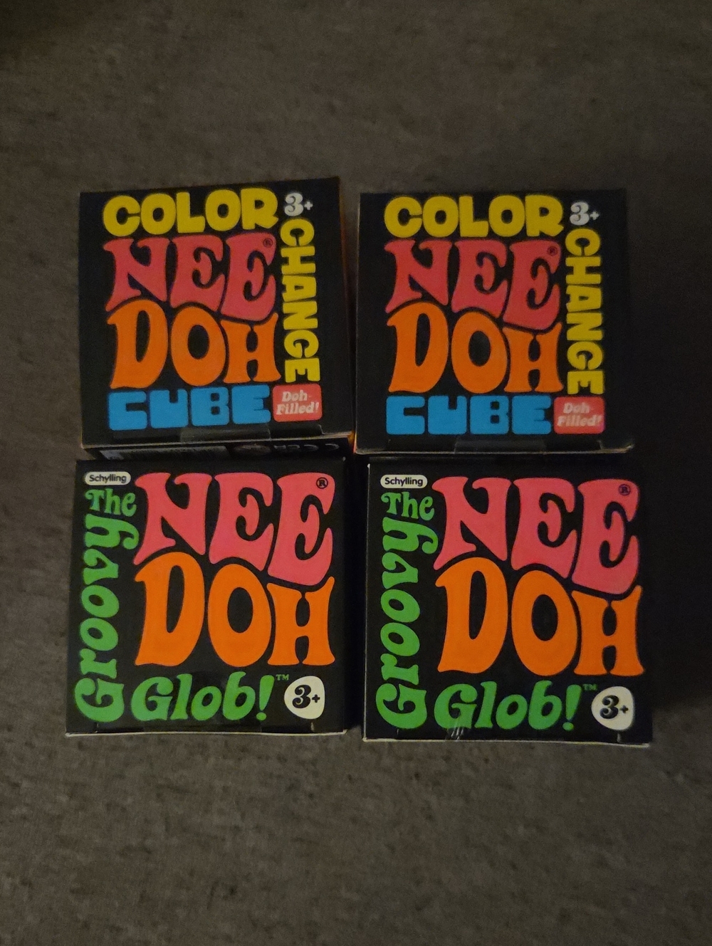Needoh Bundle Lot Groovy Glob Color Change Cube Squish Schylling Nee Doh